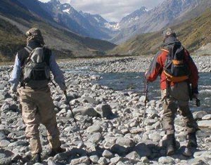 Walking up a Backcountry Stream to prime water